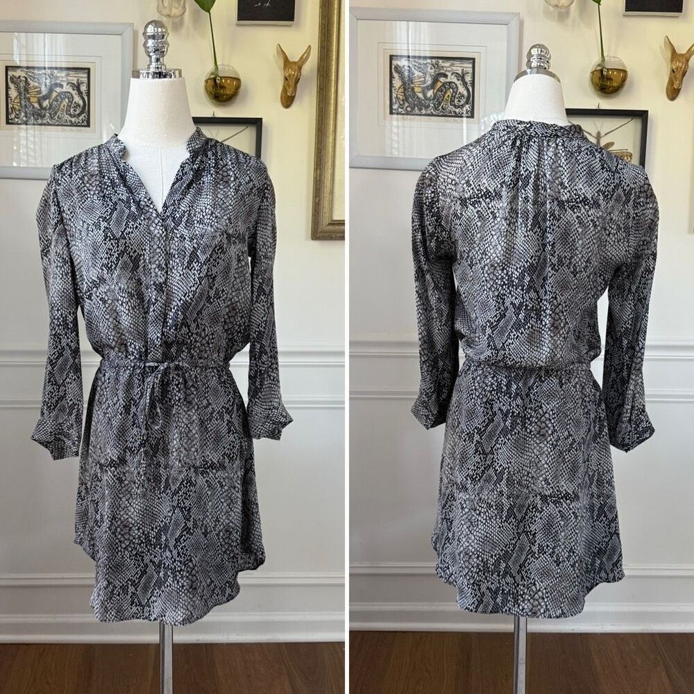 Aritzia Babaton Bennett Snake Print Silk Shirt Dress XS